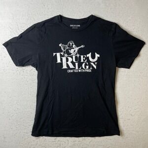 True Religion Mens Buddha Graphic T-Shirt Black Large KM7G29XY00246